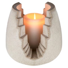 Brutalist Concrete Candle Lantern, White