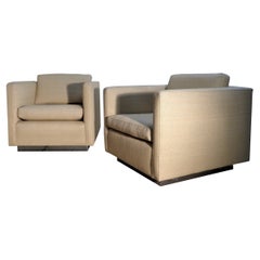 Pair of Floating Cube Lounge Chairs Style Milo Baughman