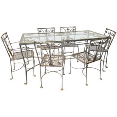 1960s Fer forgé Salterini Outdoor Dining Set For 6