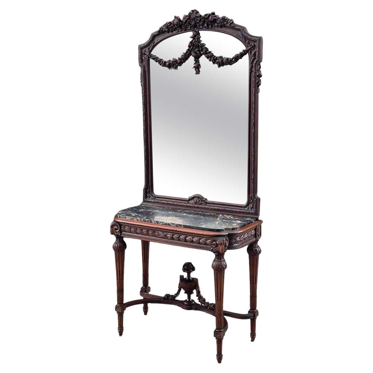 Ancien Louis XVI français  Table console de style Louis XVI avec miroir en vente