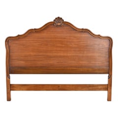 Vintage Kindel Furniture French Provincial Louis XV Cherry Wood Queen Size Headboard