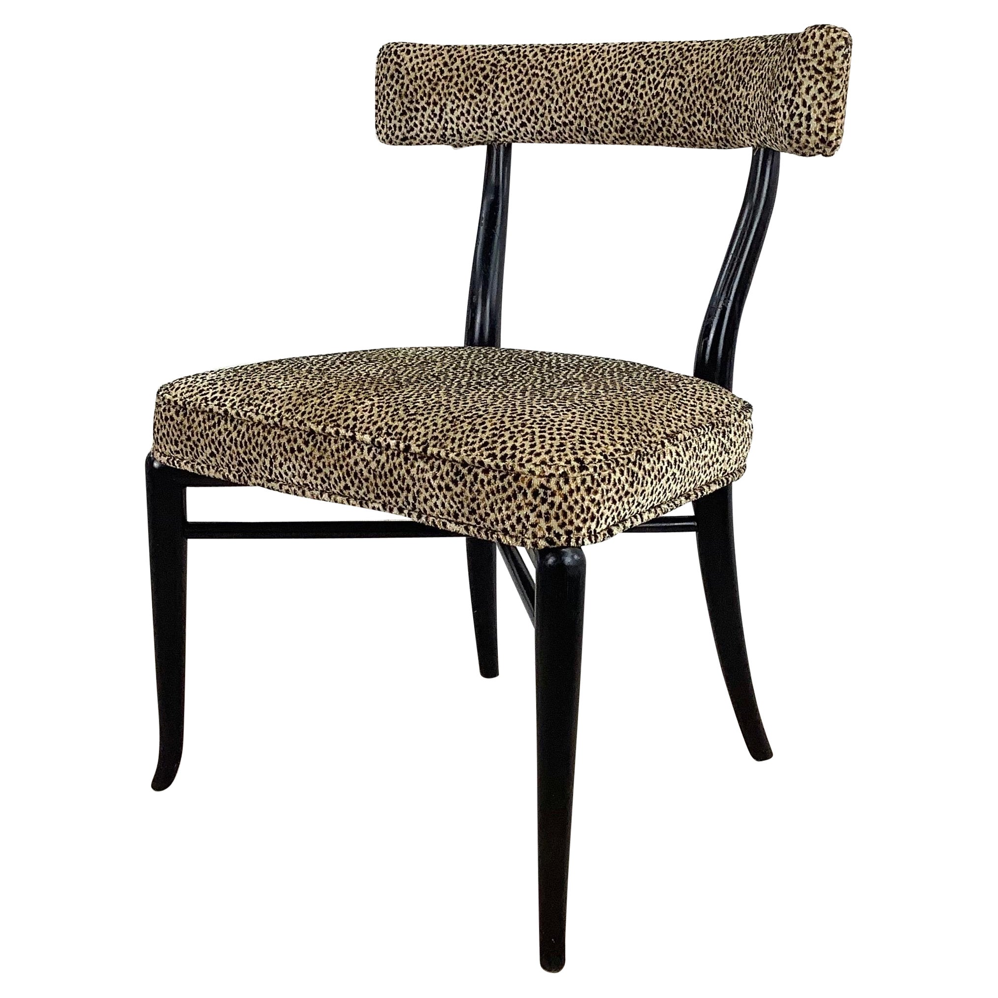 Vintage Klismos Chair in Leopard Print Attr. to t.h. Robsjohn-Gibbings