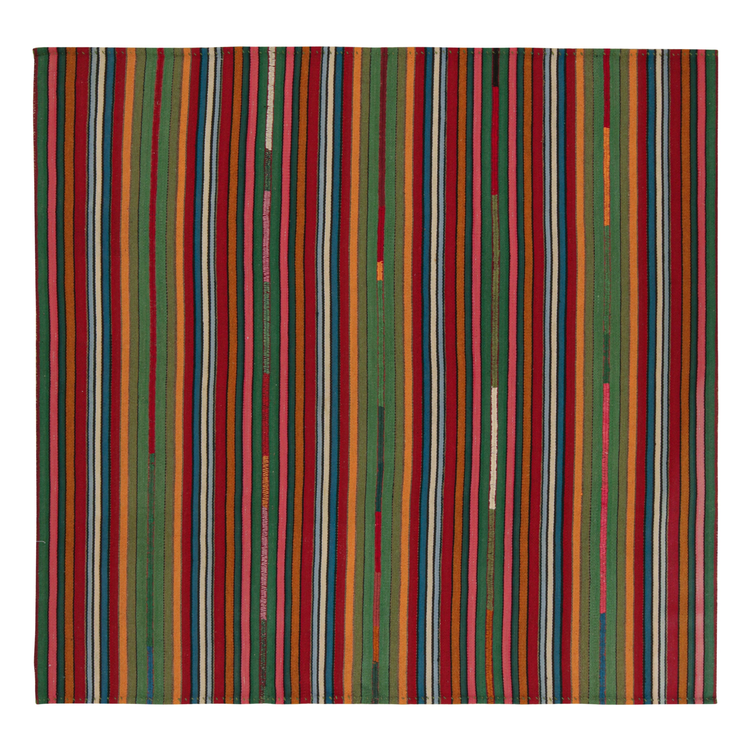 Vintage Bidjar Persian Jajim Kilim in Polychromatic Stripes For Sale