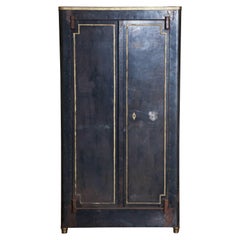 20th Century, French, Blackened Metal Armoire with Bronze Accents