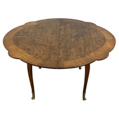 Vintage Scalloped Edge Dining Table with Two Leaves