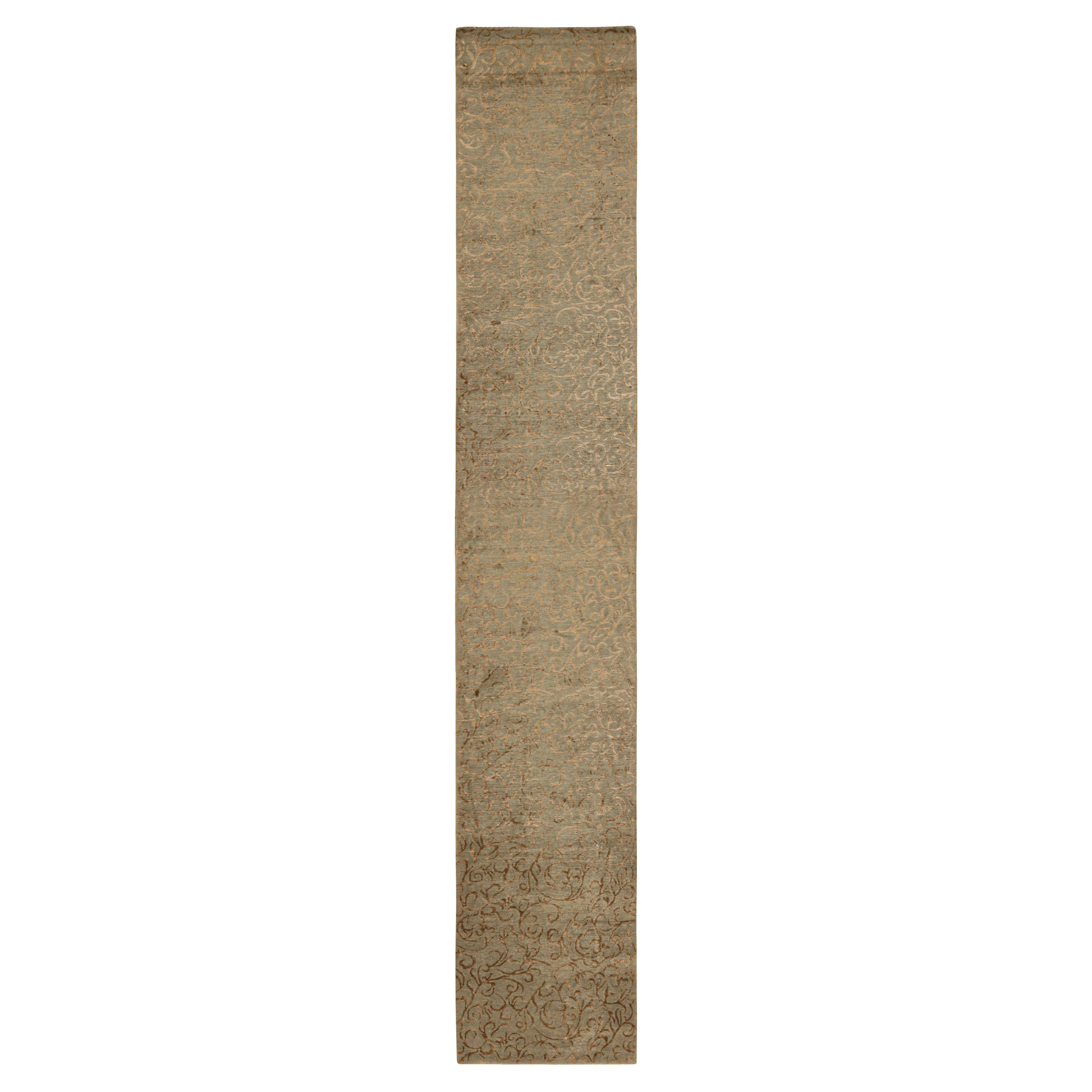 Rug & Kilim’s European Style Runner in Beige-Brown All over Pattern For Sale