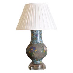 Large Japanese Cloisonné Enamel and Bronze Table Lamp, Early 20th Century