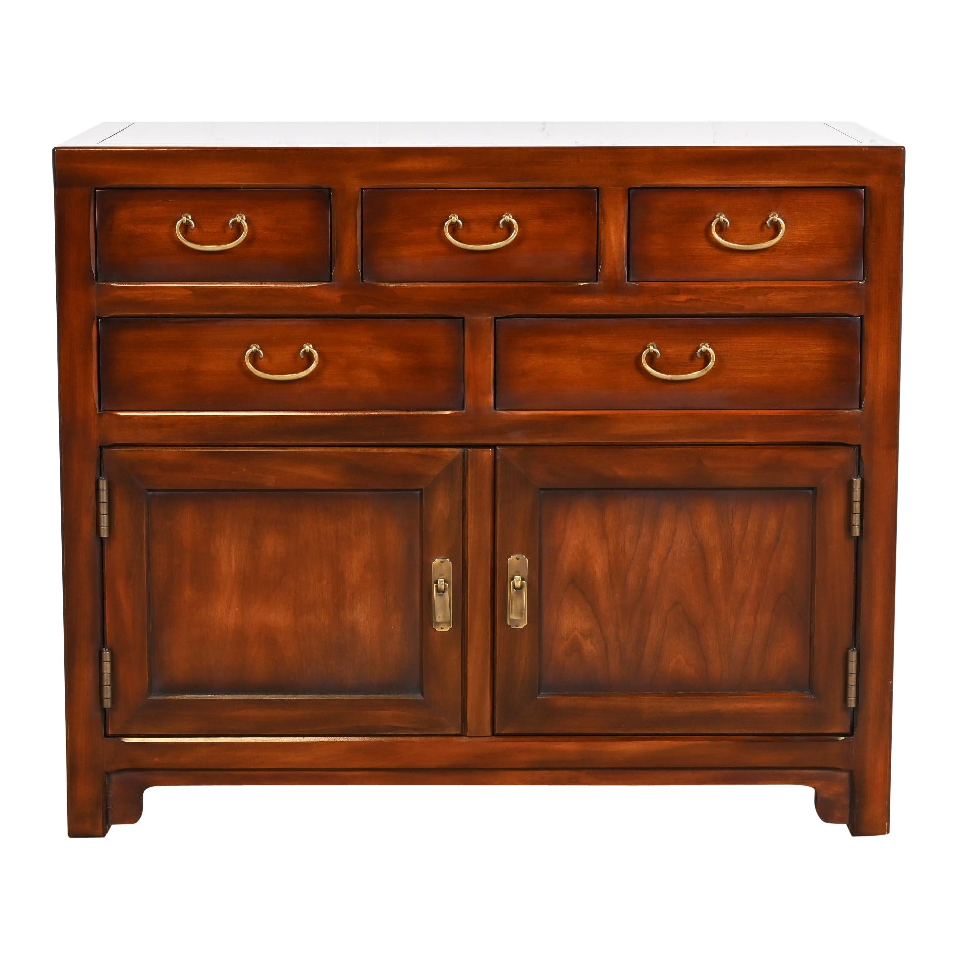 Serveur ou meuble de bar en acajou John Widdicomb de style Hollywood Regency Chinoiserie