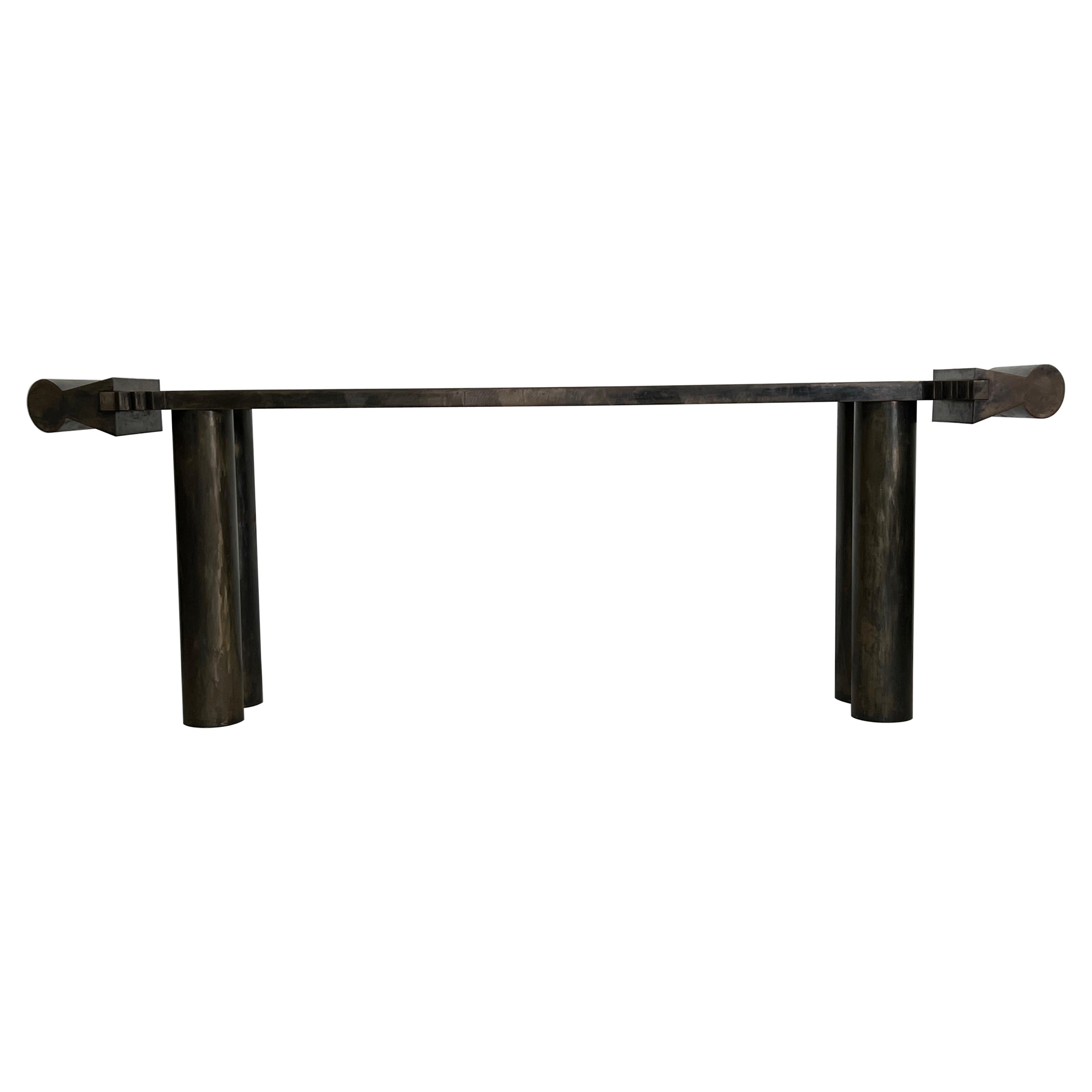 Garry Knox Bennett Steel 'Black Freighter' Console Table, 1990 For Sale
