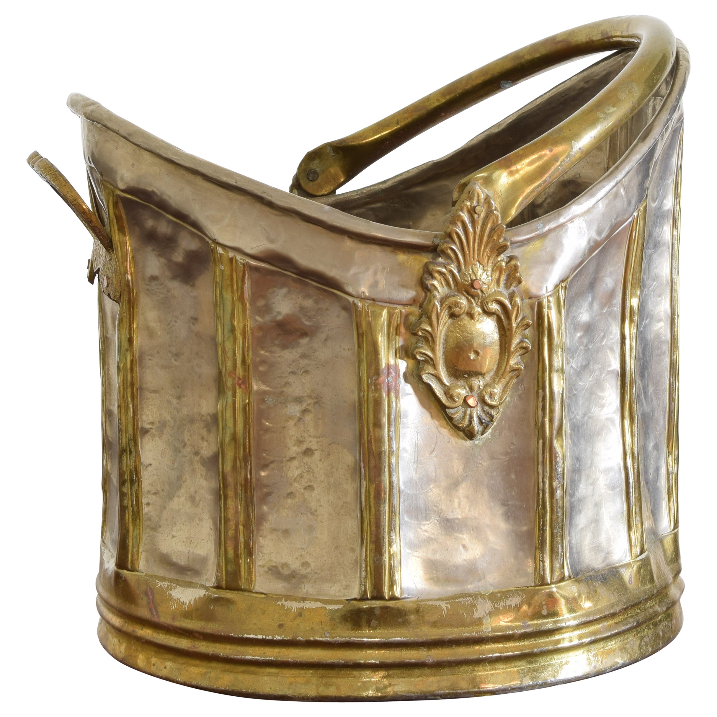 Continental Brass and Silver Plate Double Bottle Champagne Bucket, Mid-20th Cen