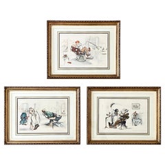 Gaston Hoffmann Set of 3 Satirical French Dental Illustration Lithographs
