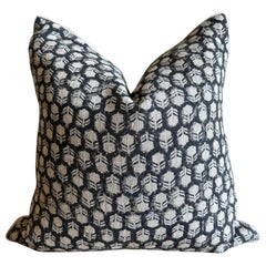 Tulsi Noir Hand Blocked Linen Accent Pillows