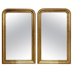 Pair of French Louis Philippe Giltwood Mirror with X Pattern