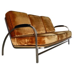 1940er Art Deco Sofa aus Edelstahl
