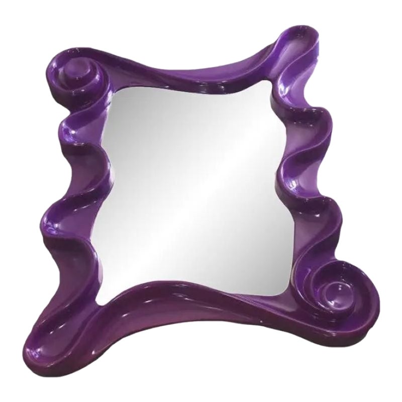 Custom Lacquered Vintage Purple Mirror For Sale