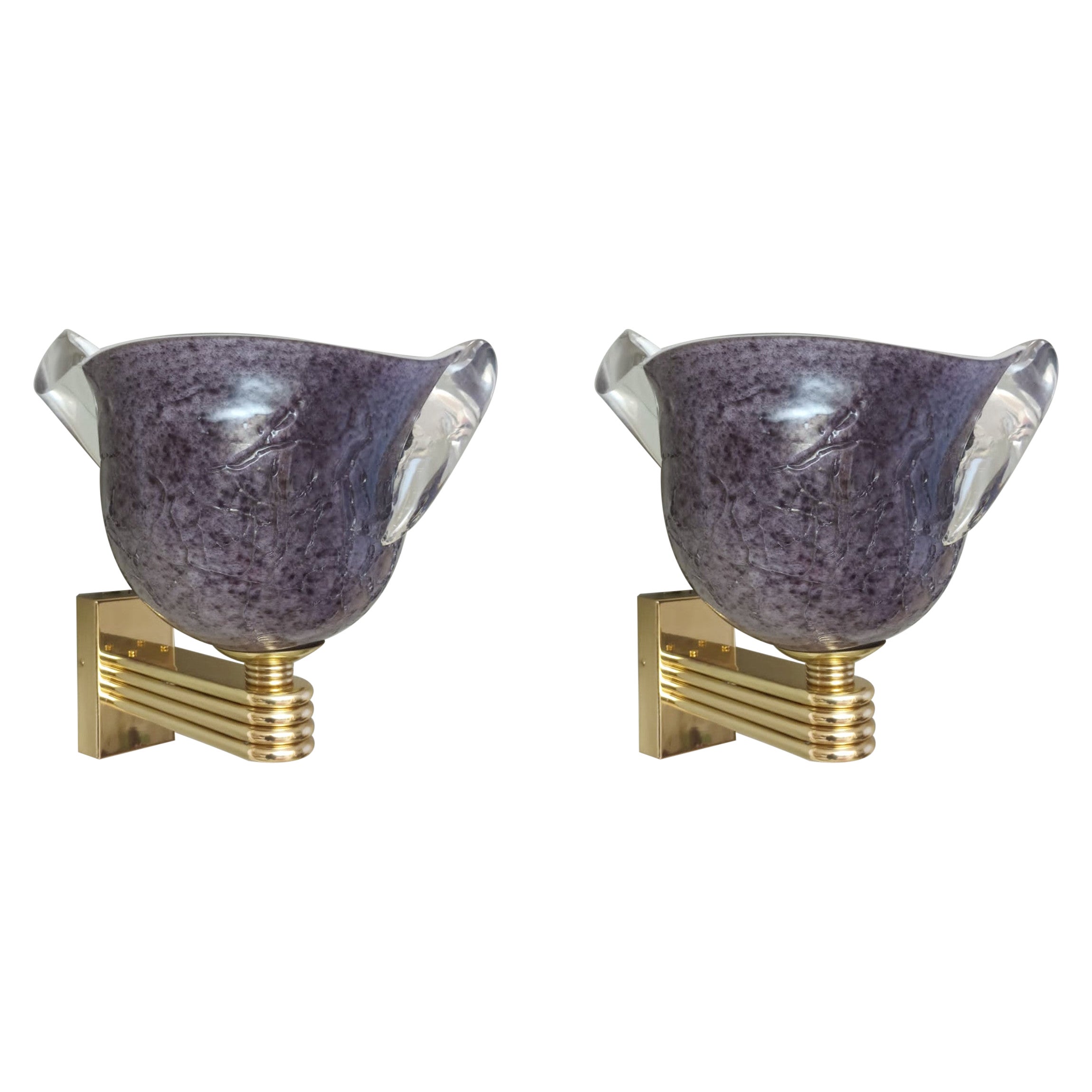 Pair of Purple Helmet Sconces, 3 Pairs Available