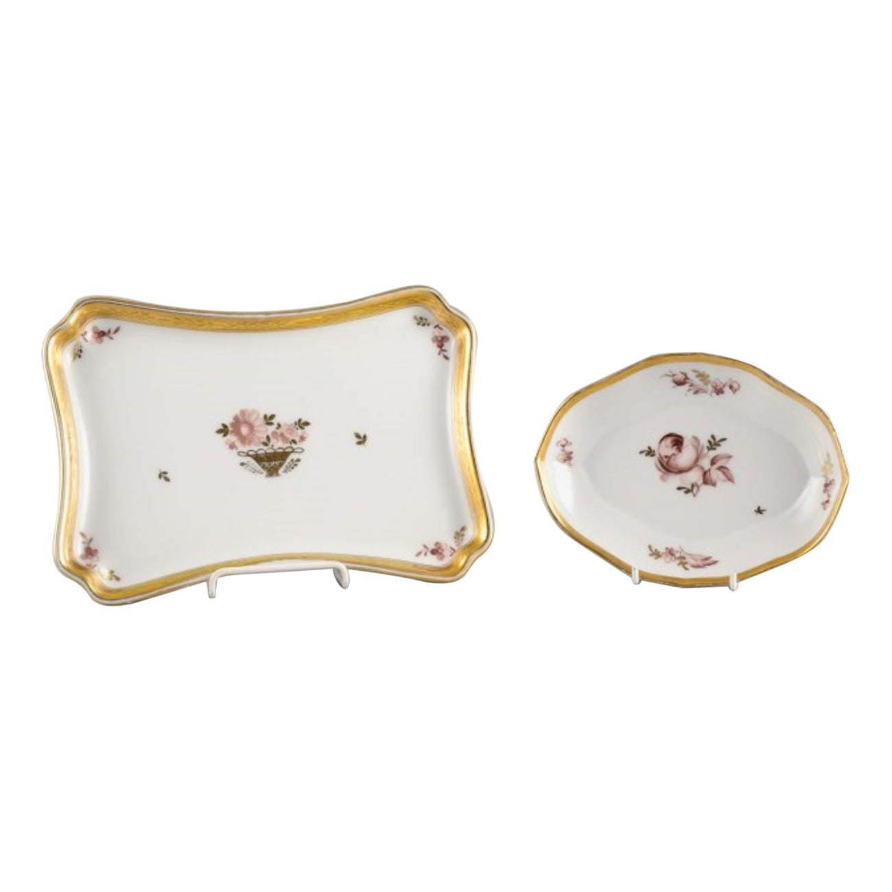Royal Copenhagen, Brown Rose, Serving Tray and a Cake Plate For Sale