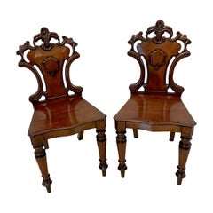 Quality Antique Pair of William IV Mahogany Hall Chairs