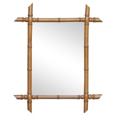 French Walnut Faux-Bamboo Mirror with Intersecting Corners, circa 1920