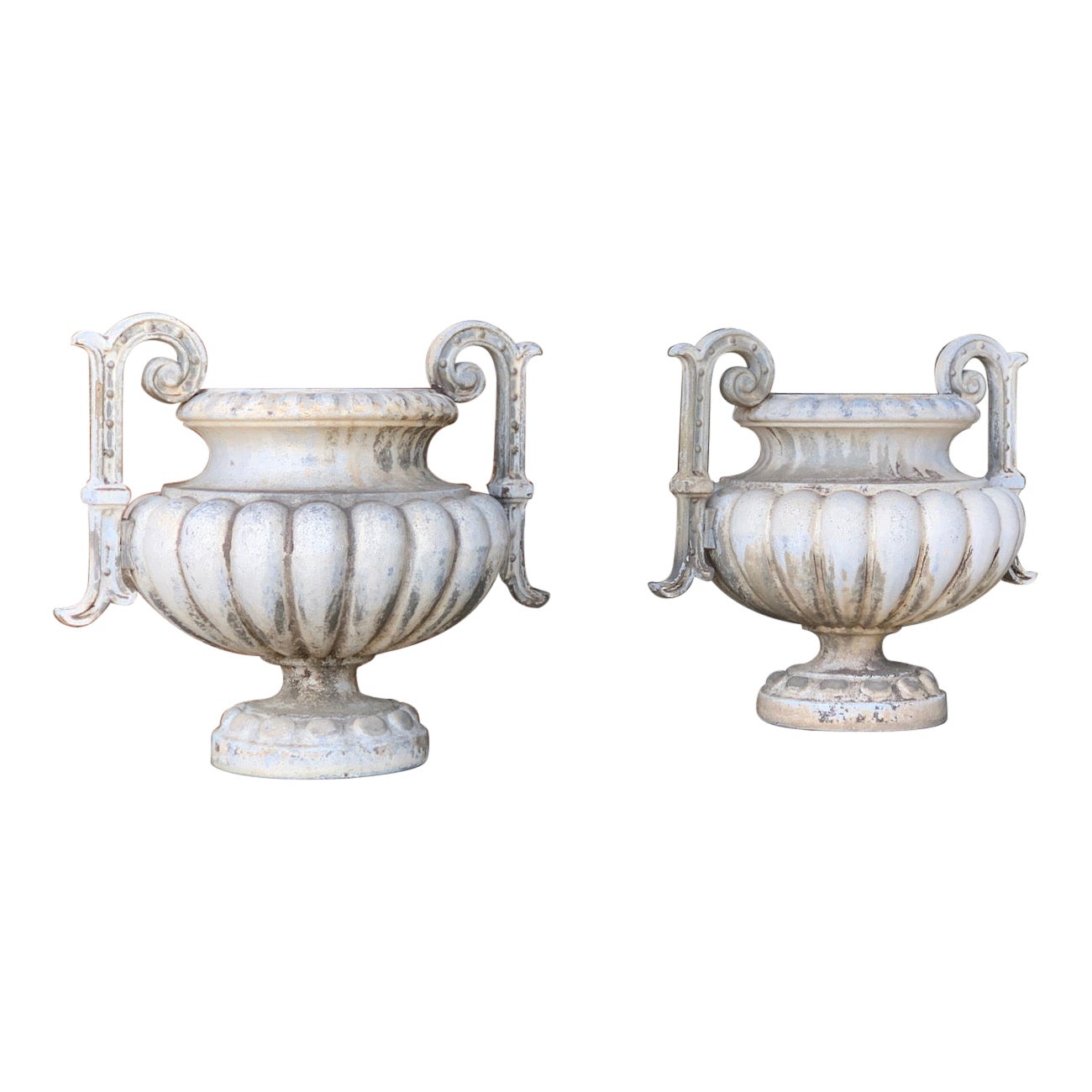 Pair of 19th Century French Enamelled Urns by Alfred Corneau For Sale