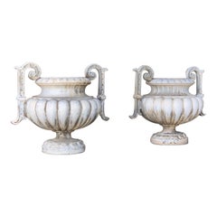 Antique Pair of 19th Century French Enamelled Urns by Alfred Corneau
