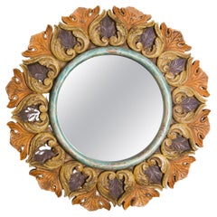 Grand miroir décoratif en bois d'origine, Italie, années 1960