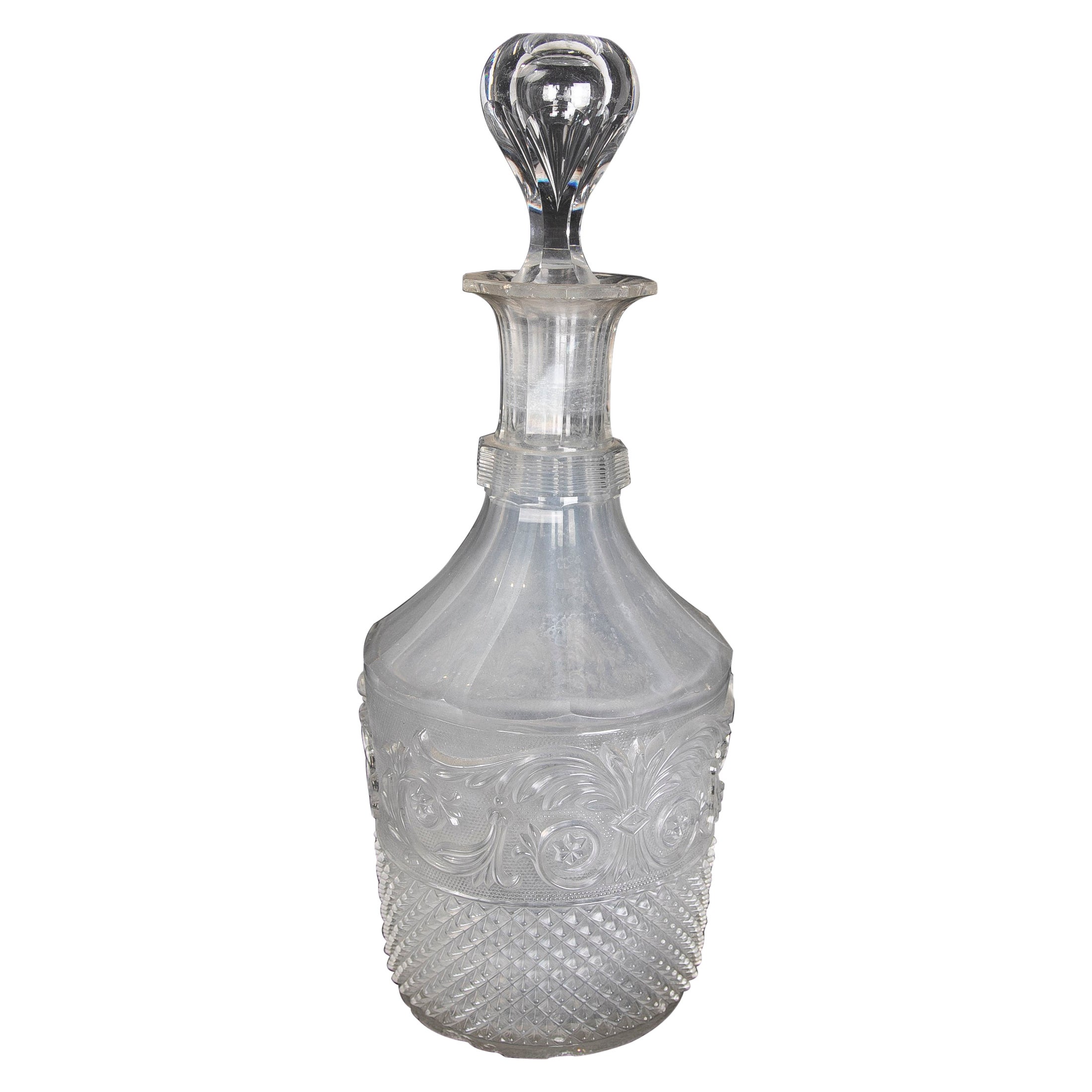 19th Century Cut Crystal Apothecary Bottle with Stopper For Sale