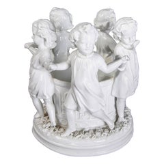 Antique 19th Century Austrian Porcelain Sculptural Set in White with Children