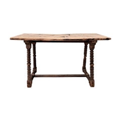 Antique 19th Century French Pine Country Serving Table, Console Table