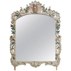 19th Century Antique Swedish Hand-Carved Frame and Mirror