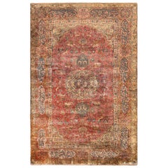 Antique Turkish Kum Kapi Silk And Metallic Thread Rug. 4 ft 2 in x 6 ft 4 in