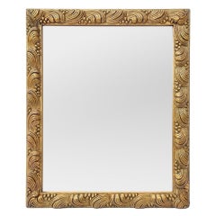 Small Antique French Giltwood Mirror Shell Decoration, circa 1900