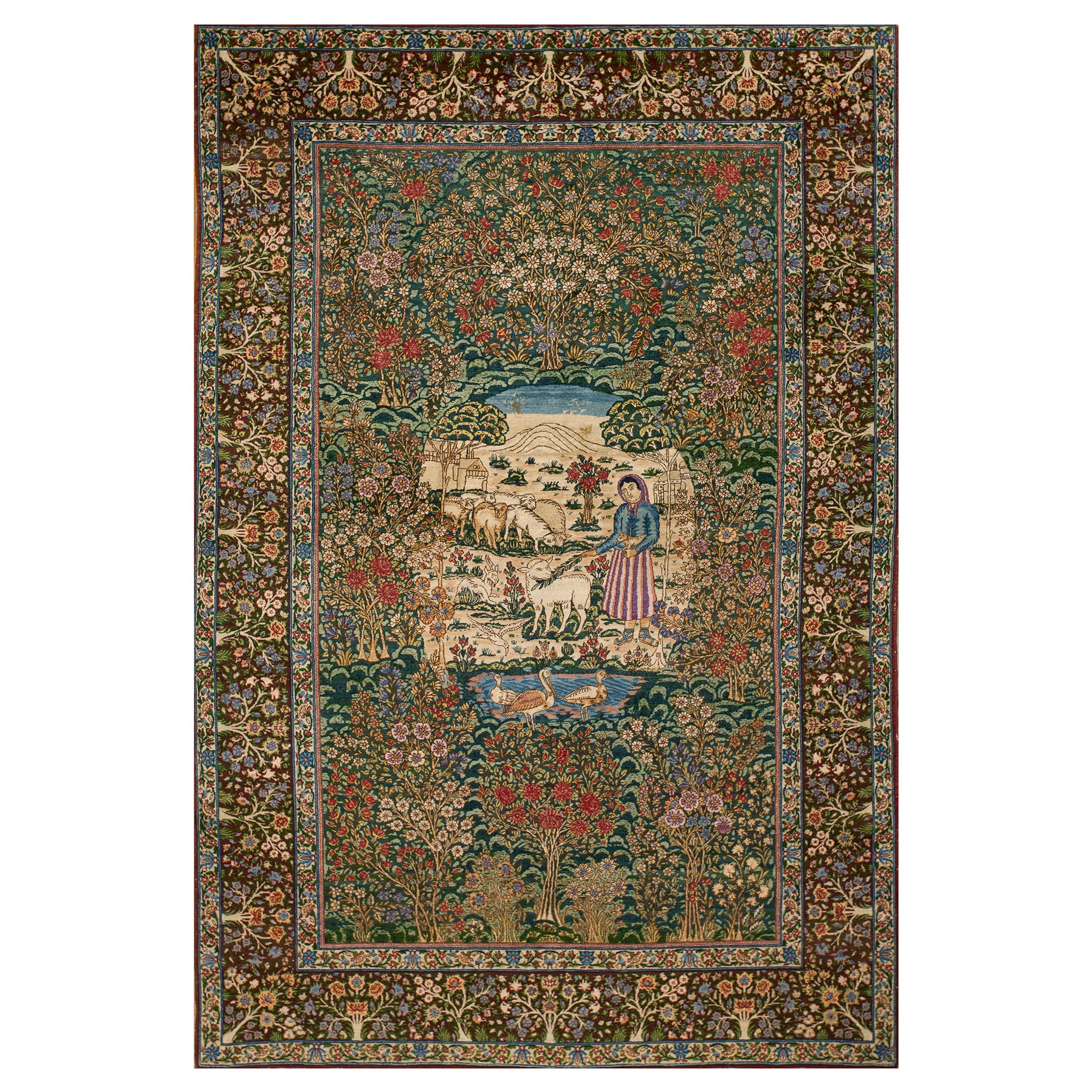 Early 20th Century Persian Kirman Carpet ( 4'10" x 7'9" - 147 x 236 ) For Sale