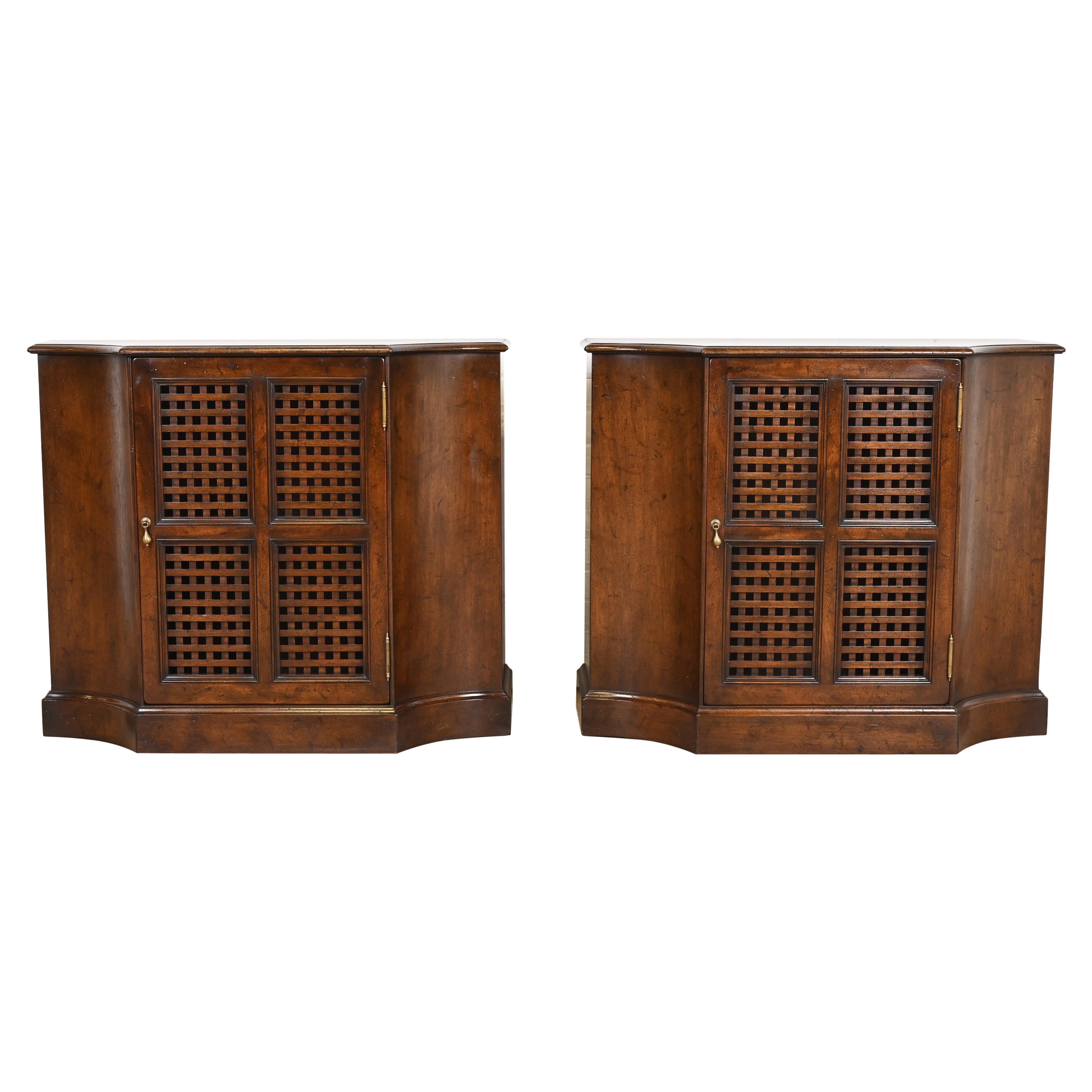 Beacon Hill Regency Walnut Cabinets or Bedside Chests, Pair