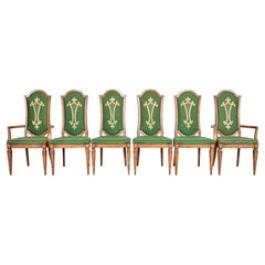 Mastercraft Italian Louis XVI Burl Wood Dining Chairs, Set of Six