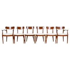 Kipp Stewart for Drexel Declaration Sculpted Walnut Dining Chairs, Set of Six