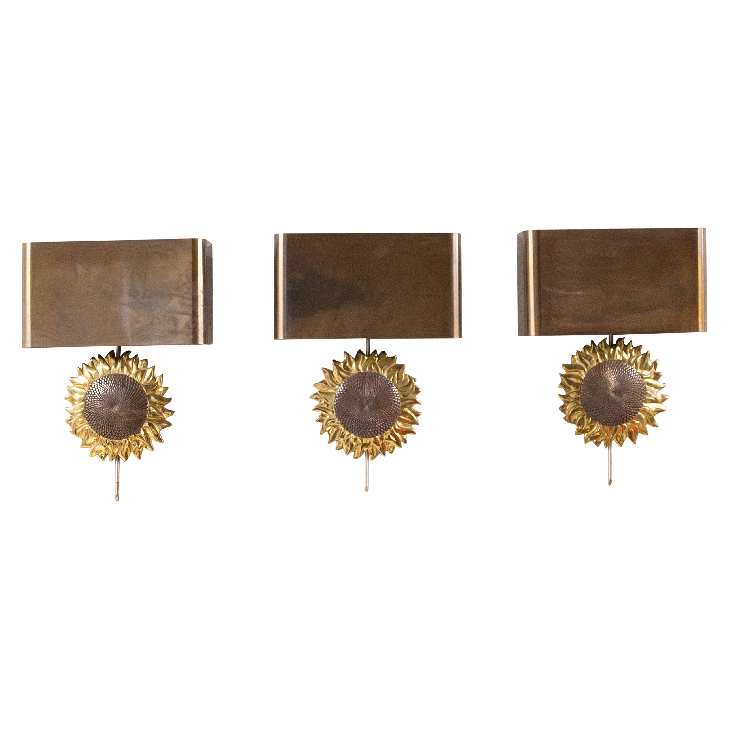 Maison Charles Sunflower Sconces Set of Three For Sale