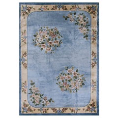 Retro 1980s Silk Chinese Art Deco Style Silk Carpet ( 6'2" x 9' - 188 x 275 ) 