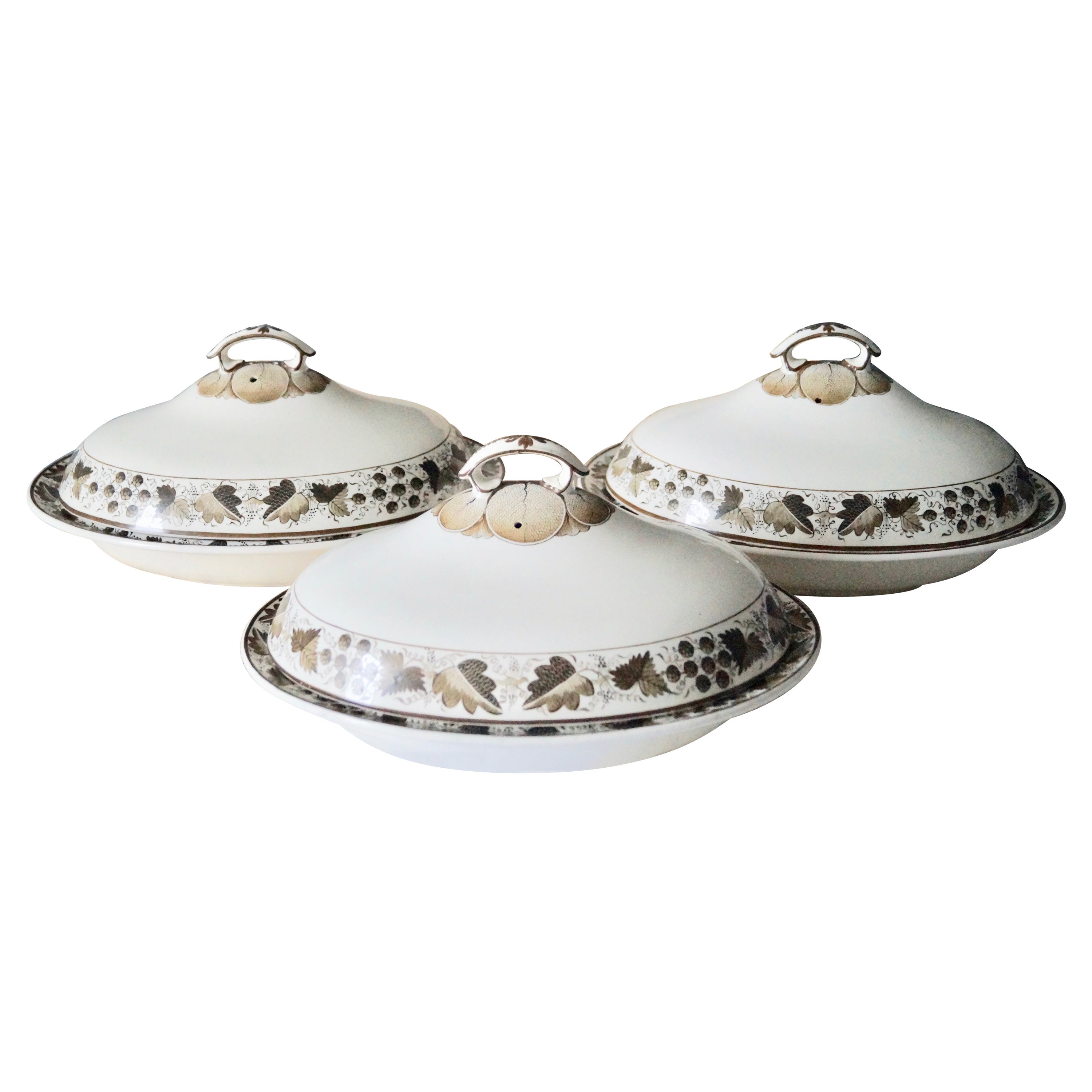 Three Beautiful Rare Antique Copeland Spode Creamware Vegetable Tureen with Lid  For Sale