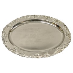 Retro Vtg Godinger Victorian Style Silver Plated Grape Cluster Oval Platter Tray