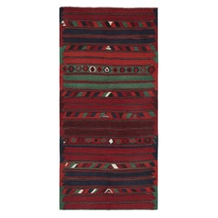 Vintage Persian Bidjar Kilim in Red, Blue and Green Geometric Patterns