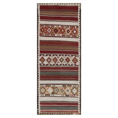 Vintage Shahsavan Persian Kilim in Red, White and Beige-Brown Geometric Patterns