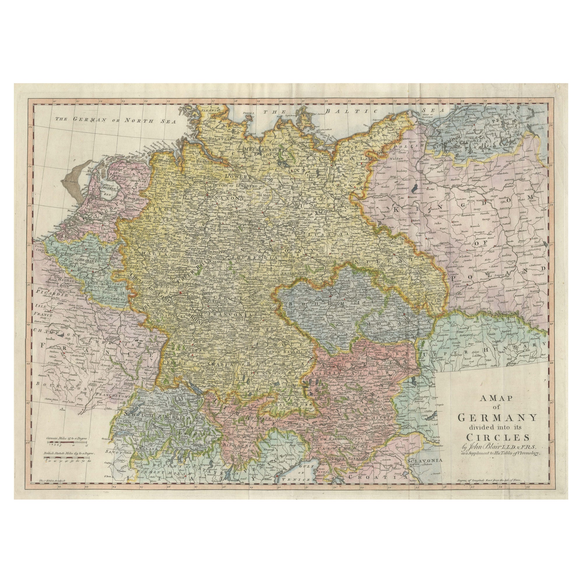 Large Antique Map of the German Empire For Sale