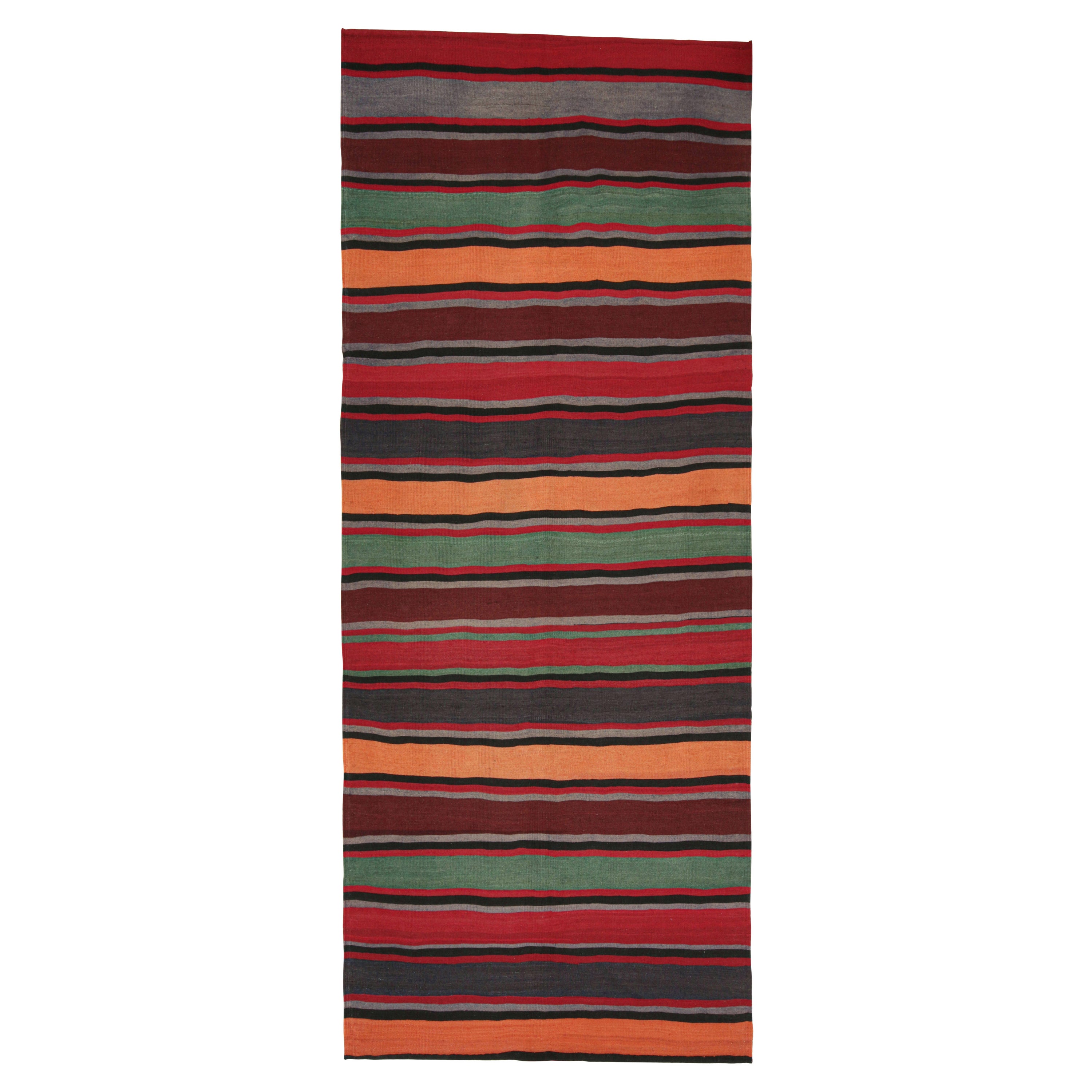 Vintage Persian Bidjar Kilim in Polychromatic Stripes