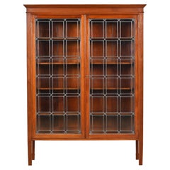 Antique Arts & Crafts Mahogany Leaded Glass Bookcase