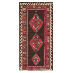 Vintage Northwest Persian Kilim in Brown with Red Medallions