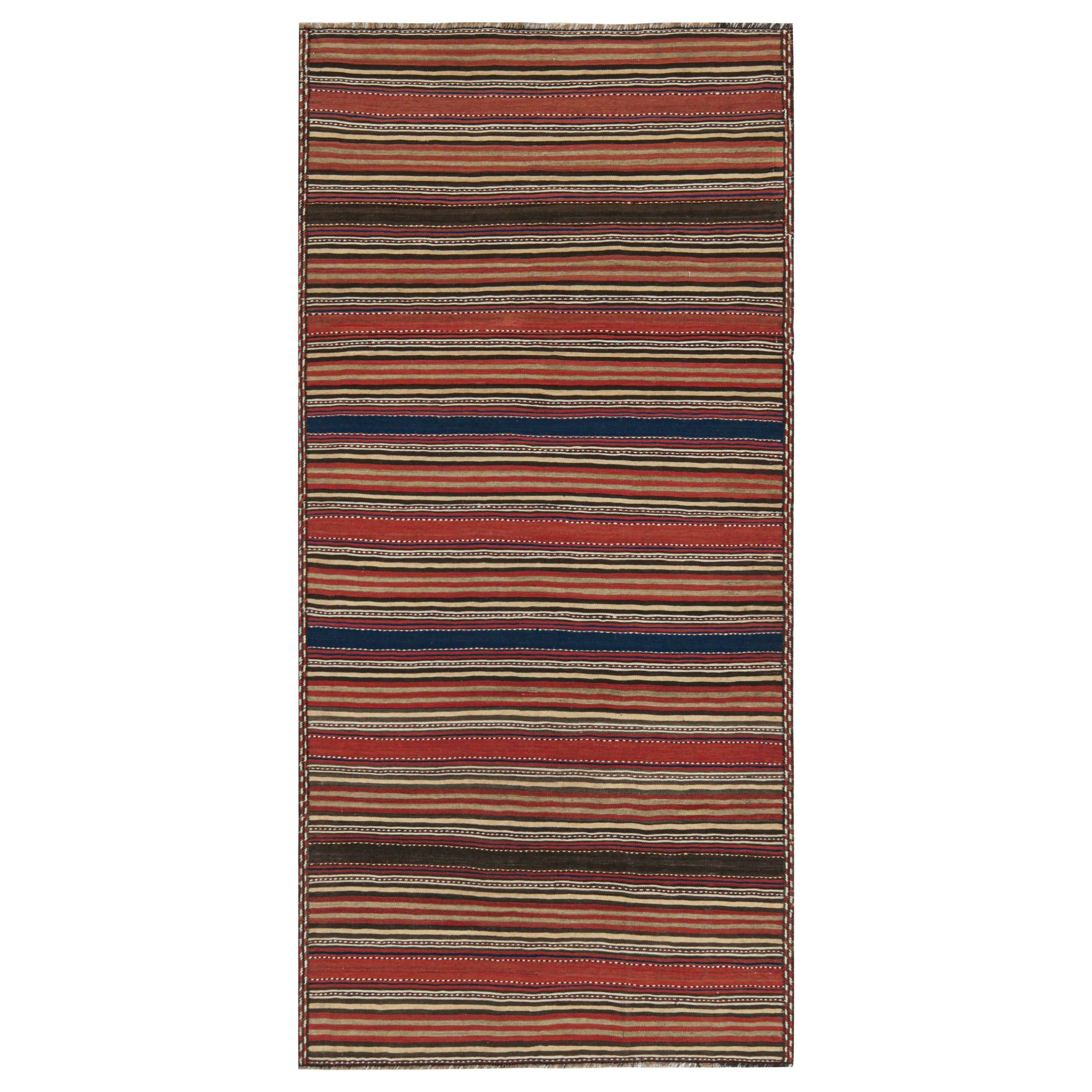Vintage Quchan Persian Kilim in Polychromatic Stripes
