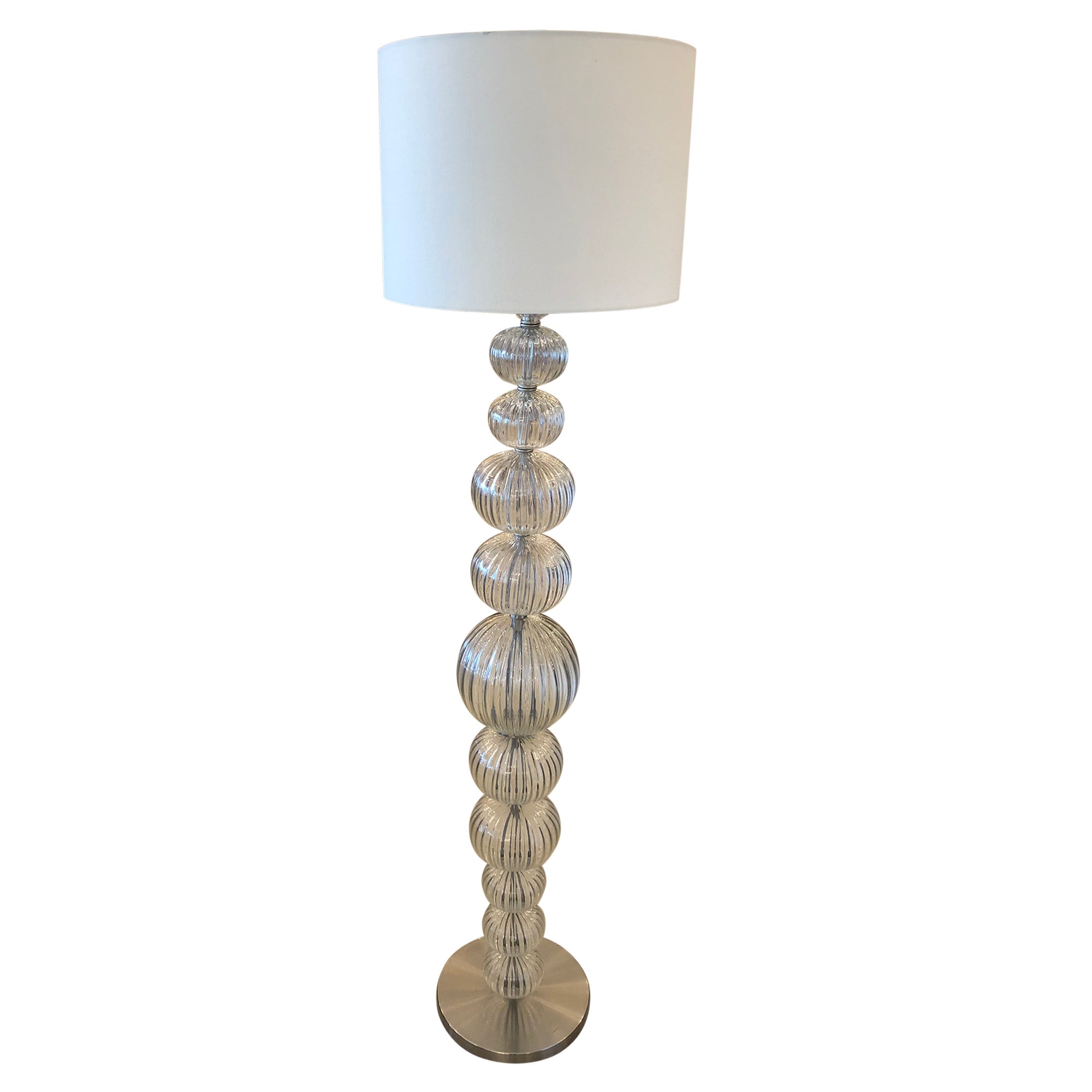 Italian Blown Glass Murano Floor Lamp with Glass Orbs For Sale