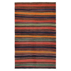 Vintage Persian Bidjar Kilim in Colorful Polychromatic Stripes