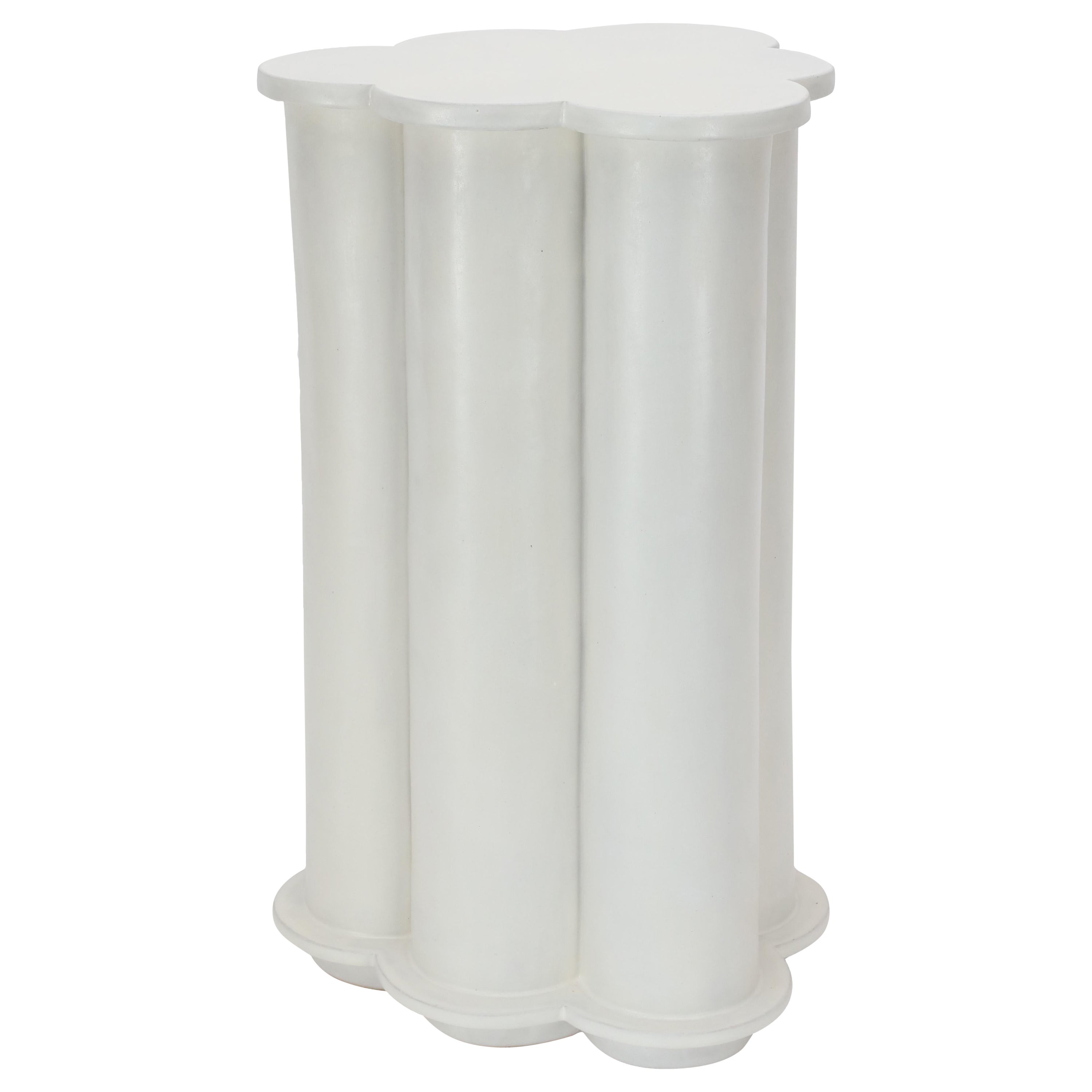 Tall Ruffle Ceramic Side Table & Stool in Marshmallow by Bzippy For Sale